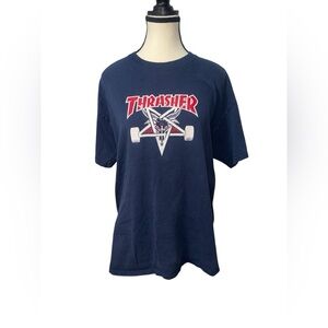 Men’s Thrasher Magazine Short Sleeve T-Shirt Navy Blue Large